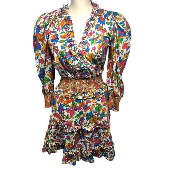 House of Harlow 1960 floral tiered ballon sleeve dress Small - Picture 1 of 10